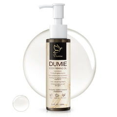Dumie Body Firming Oil after shower tightens and hydrates skin.