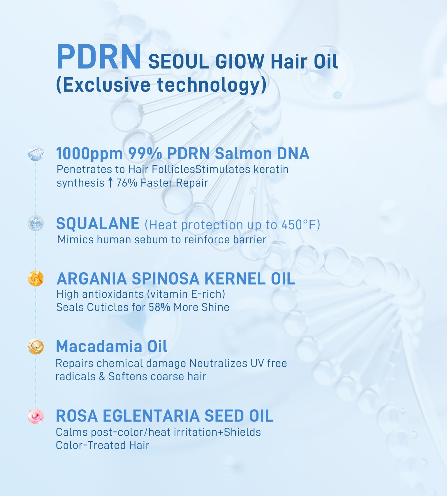 Dumie Salmon DNA PDRN Hair Oil with hyaluronic acid and collagen for hydration