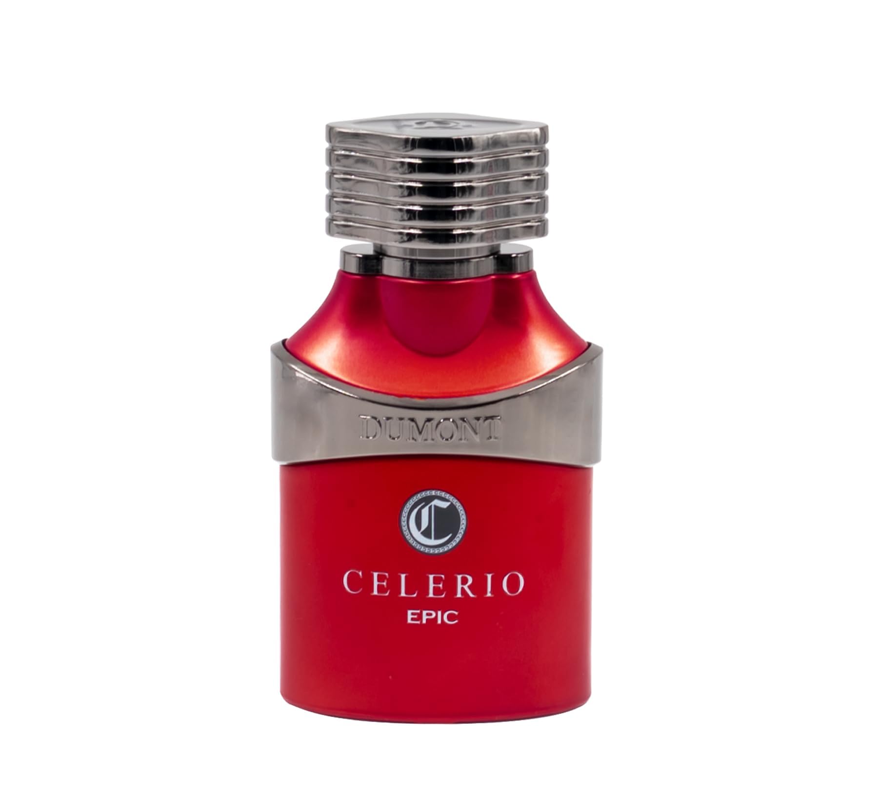 Dumont Celerio Epic front bottle shows modern unisex design for daily wear.