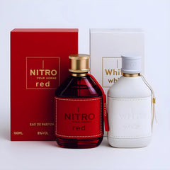 Dumont Nitro Red bottle with leather-wrapped glass and premium cap for a bold premium feel.