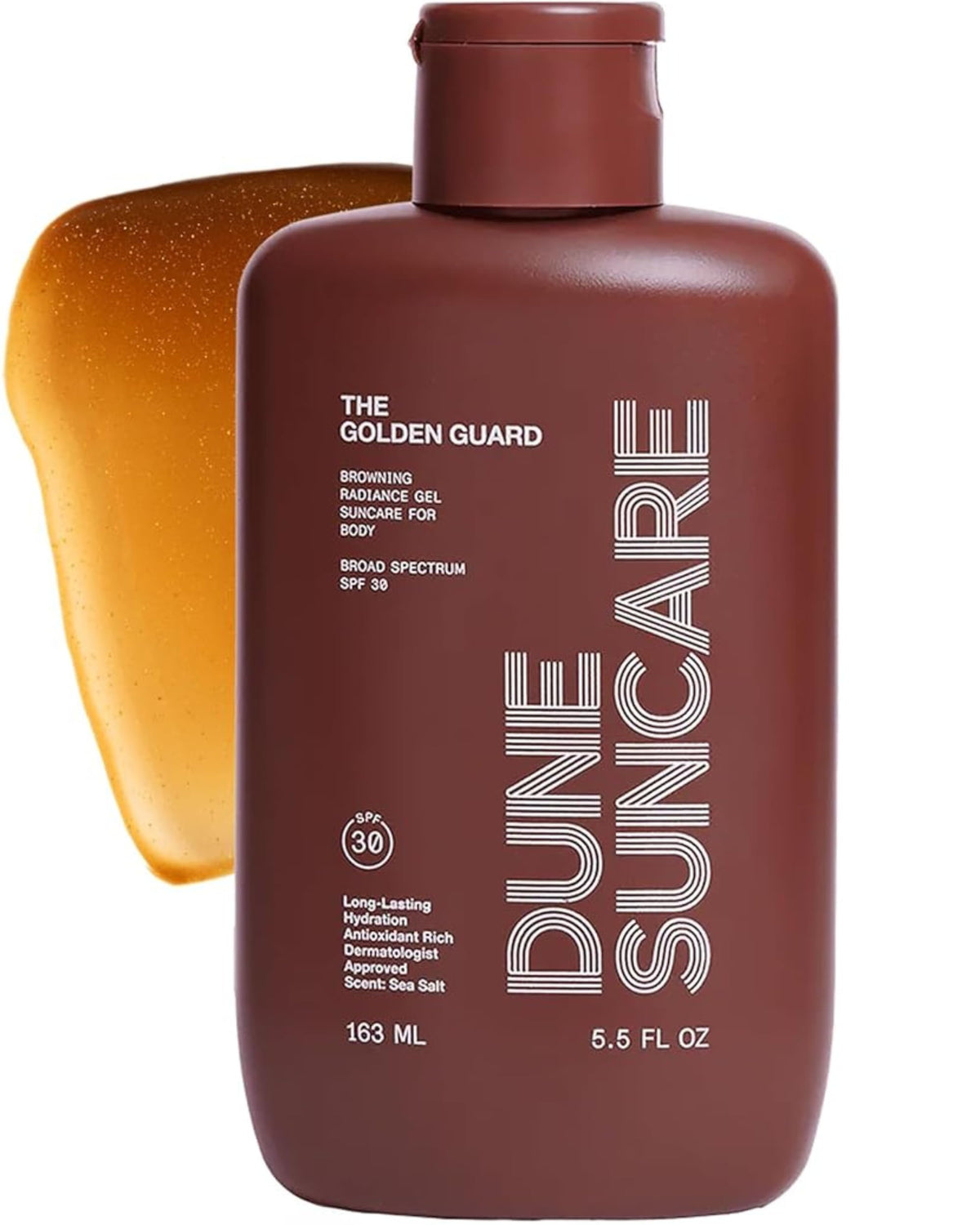 DUNE SUNCARE The Golden Guard sunscreen bottle showing reef-safe tinted protection for the body