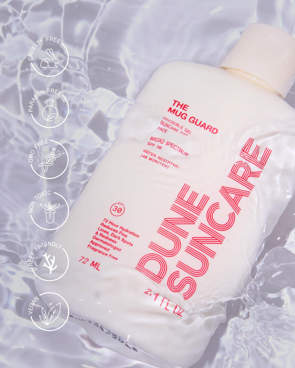 DUNE SUNCARE Mug Guard being applied shows light non-greasy texture