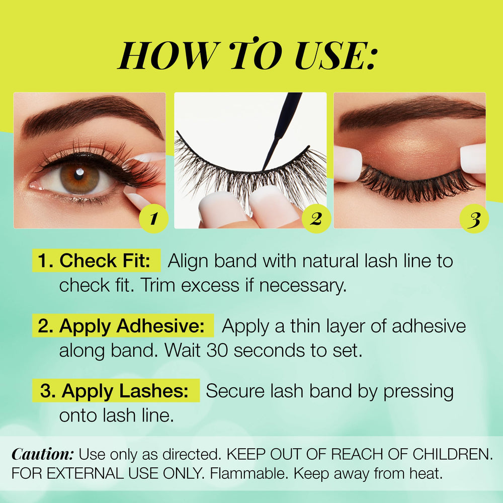 Close-up of DUO Active Black glued lash band for strong hold.