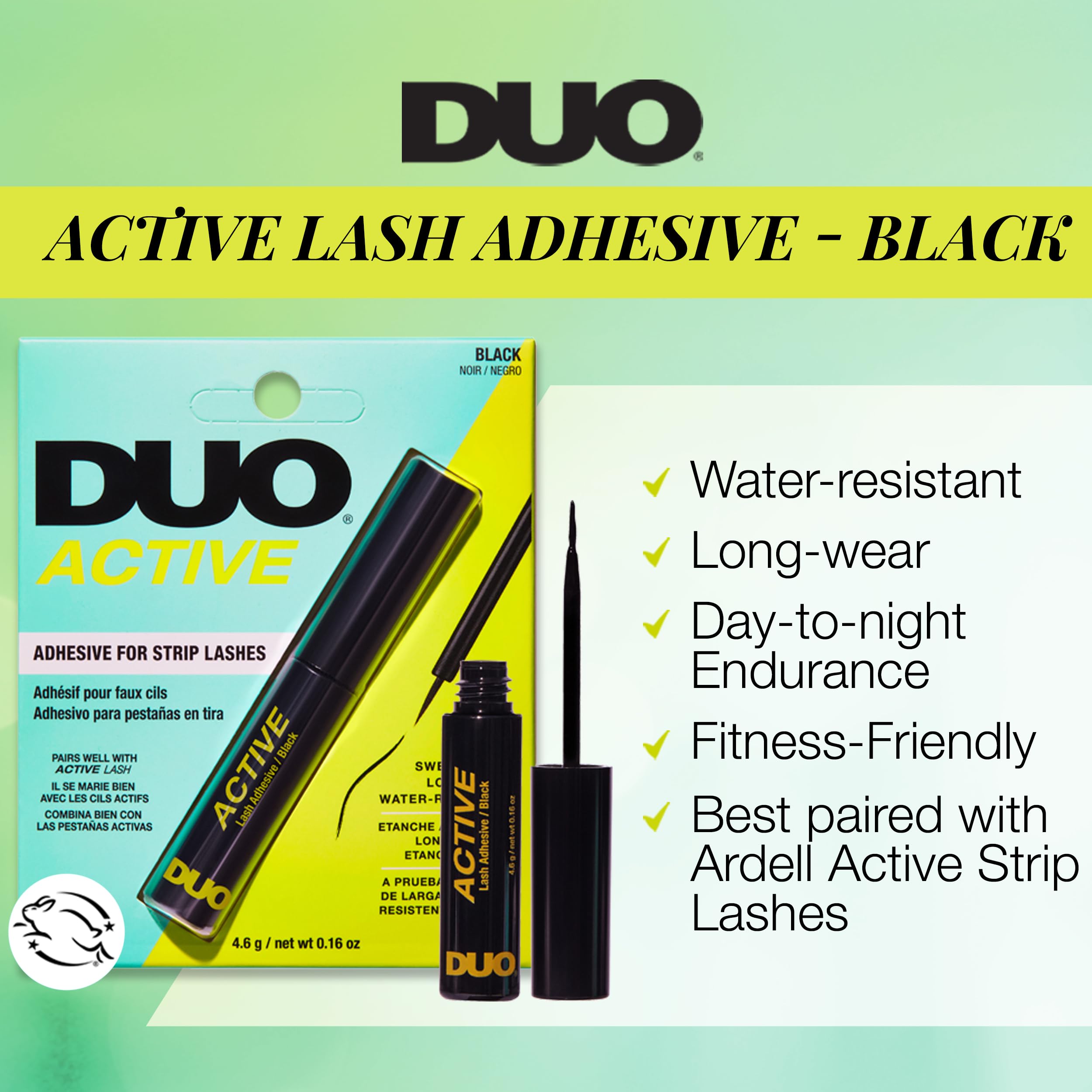 DUO Active Black precision-tip applicator enabling precise lash bonding.