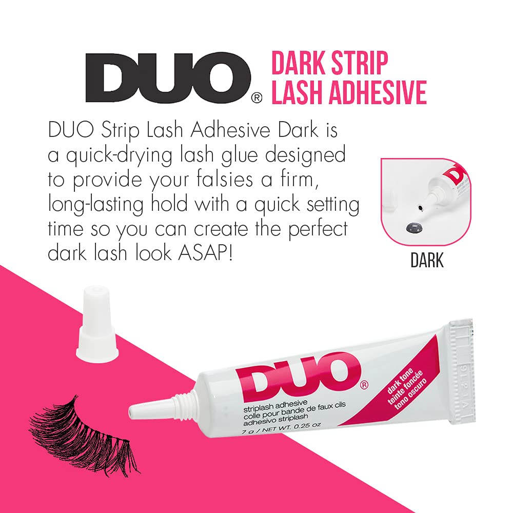 DUO eyelash glue dark tone cap closeup highlights the fast-dry formula