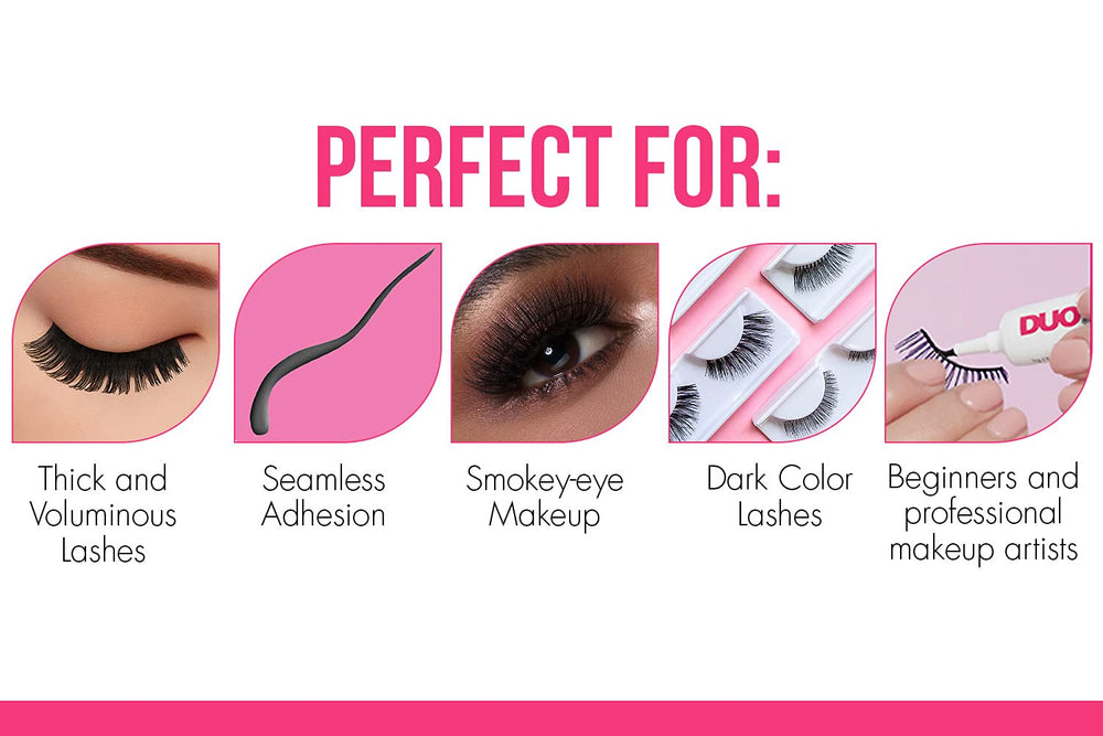 DUO eyelash glue dark tone provides long-wear hold