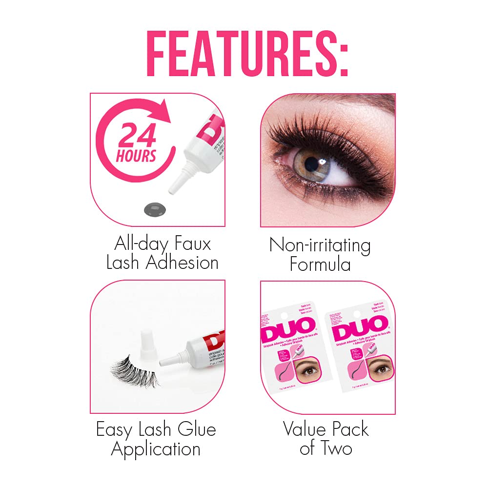 DUO eyelash glue dark tone applied for secure lash wear