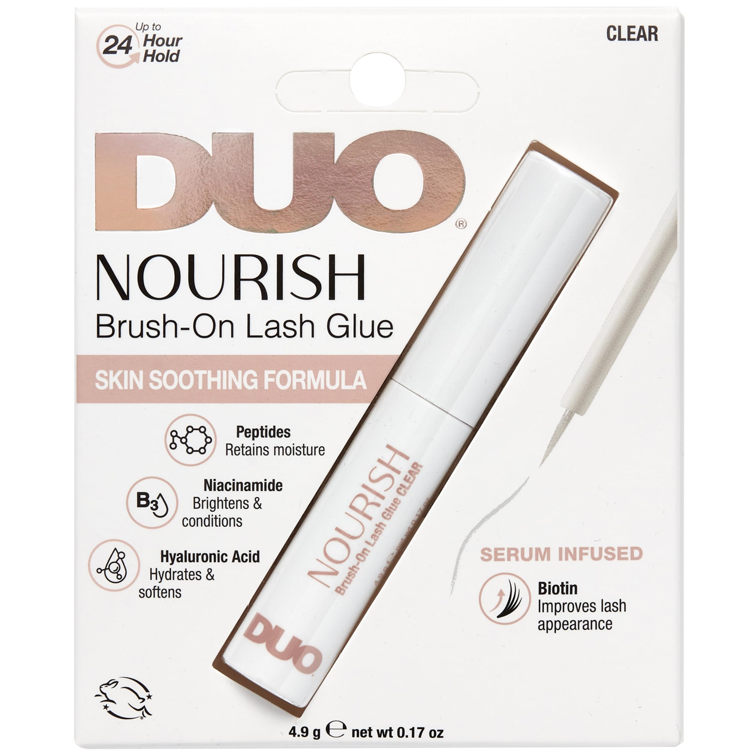 DUO Nourish brush-on lash glue clear for precise application and secure hold