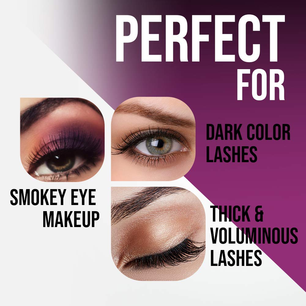 Close-up of lashes with dry dark-tone glue finish