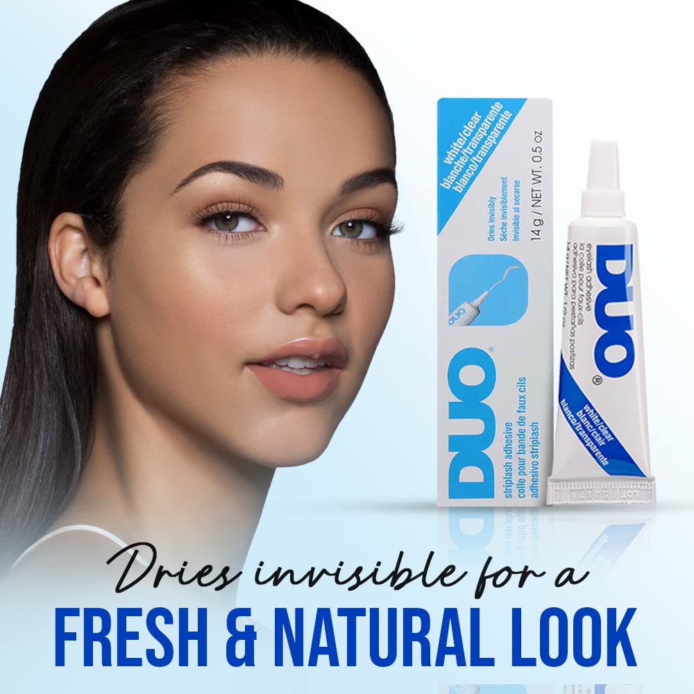 DUO Strip Eyelash Adhesive Clear applied to lash band before setting.