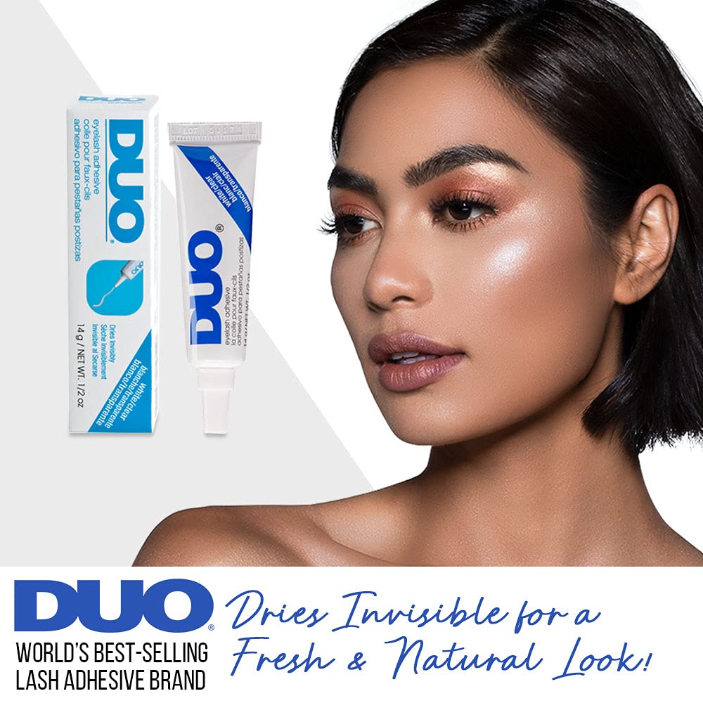 DUO strip lashes adhesive in use on lashes for secure adhesion