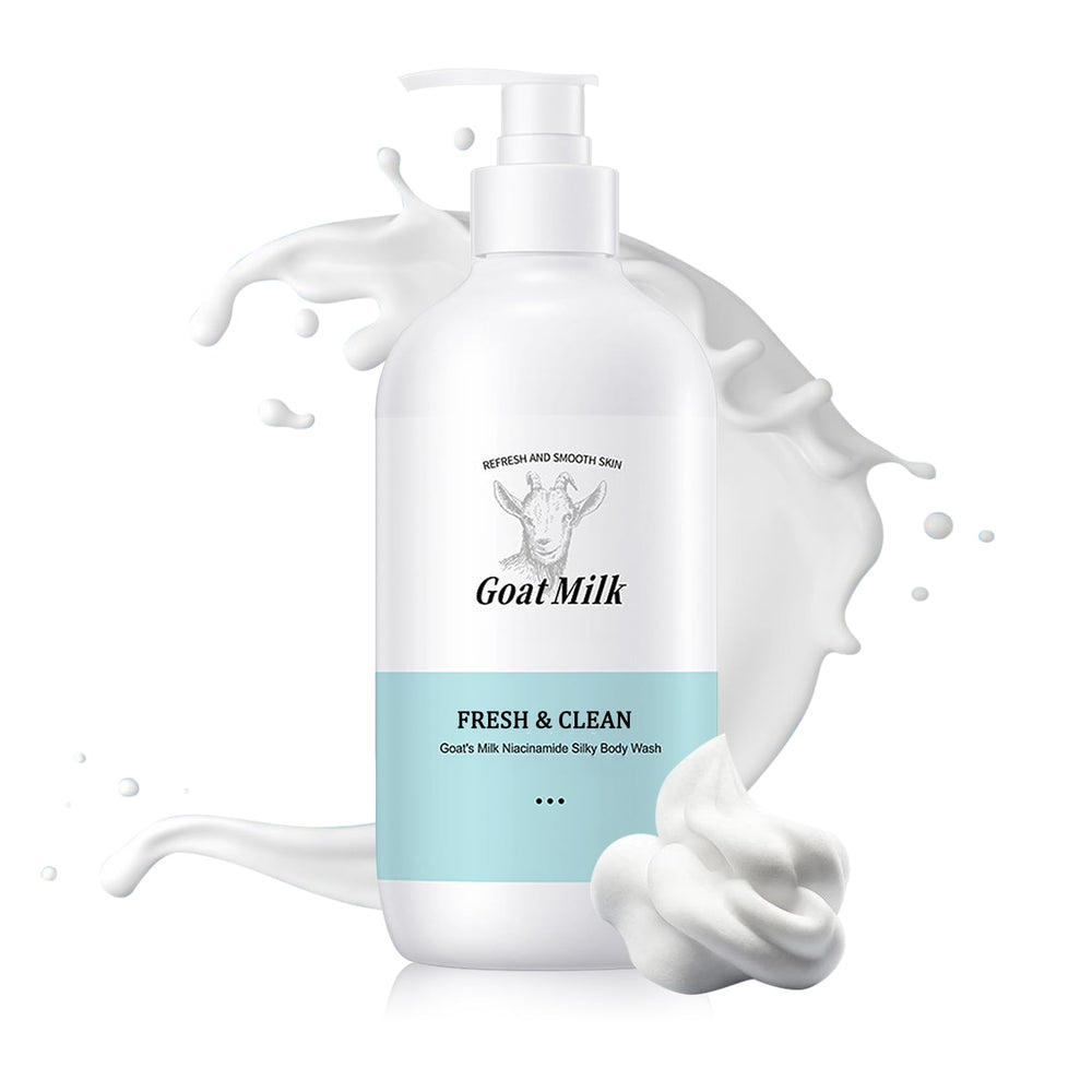 DuoZeng Goat Milk Body Wash bottle with pump for gentle daily cleansing.