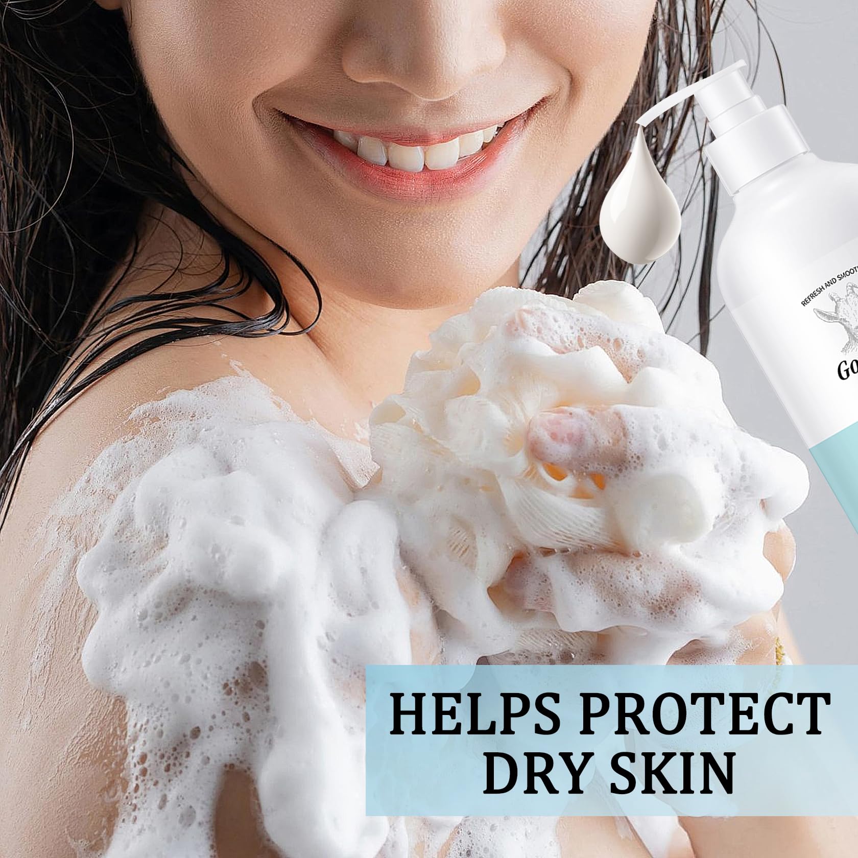 DuoZeng Goat Milk Body Wash leaves skin smooth and hydrated.
