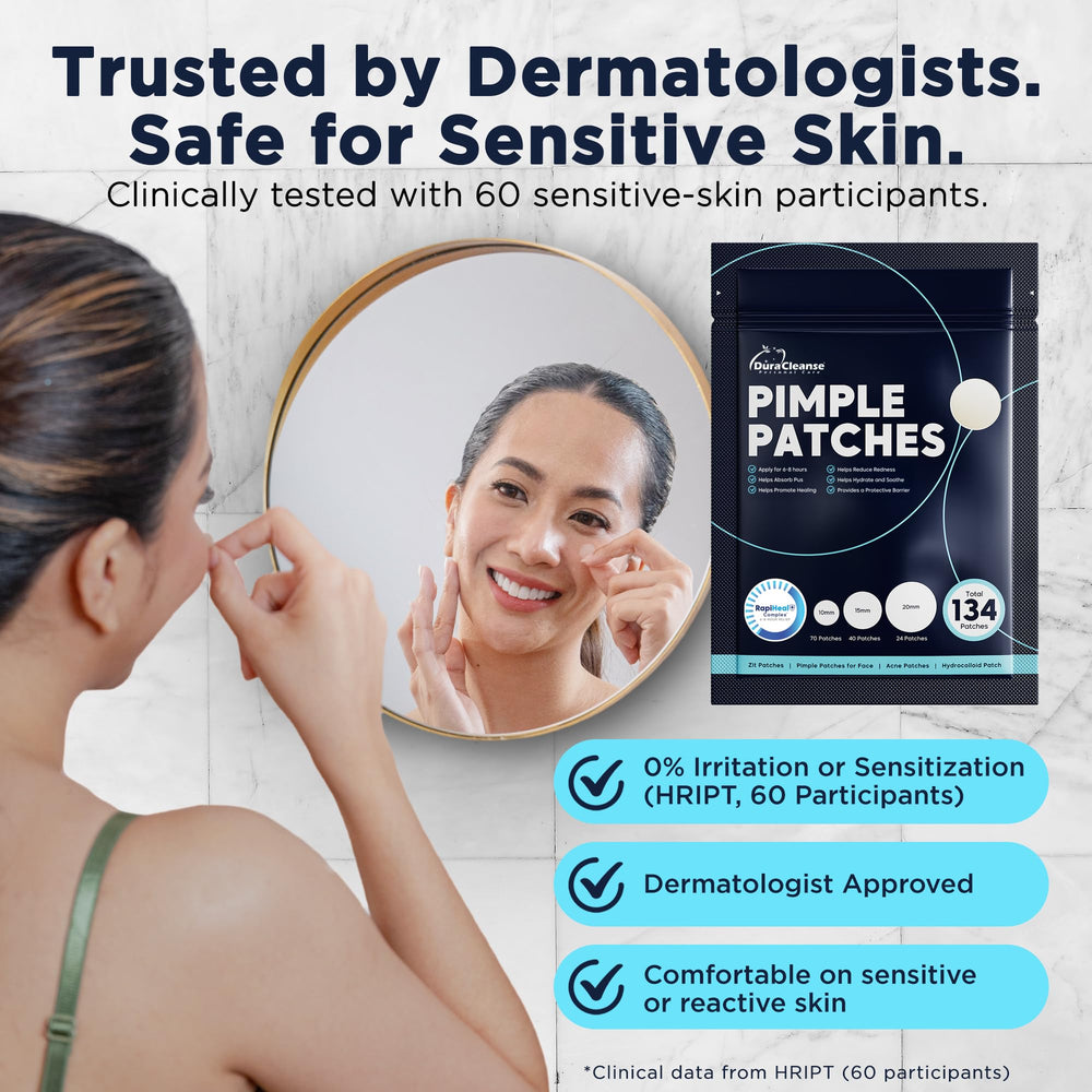 Dura Cleanse patches are invisible and makeup-friendly for daytime wear.