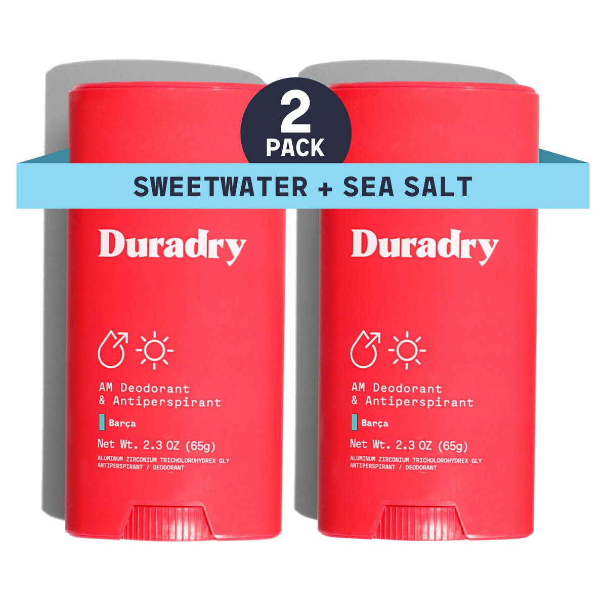 Duradry Barca SweetWater Sea Salt deodorant stick close-up for smooth application.