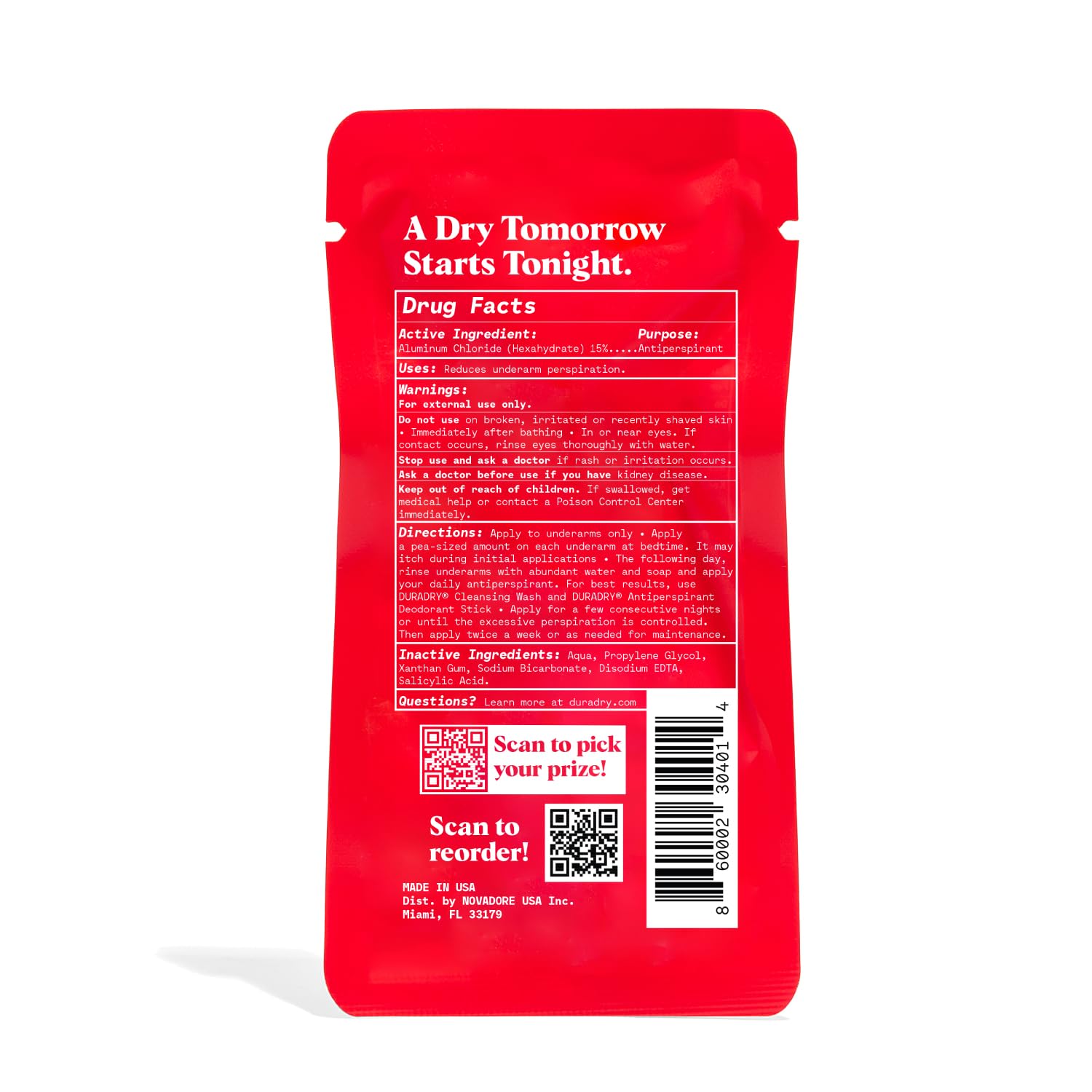 Duradry clear-gel application shows easy nightly use and morning rinse-off.