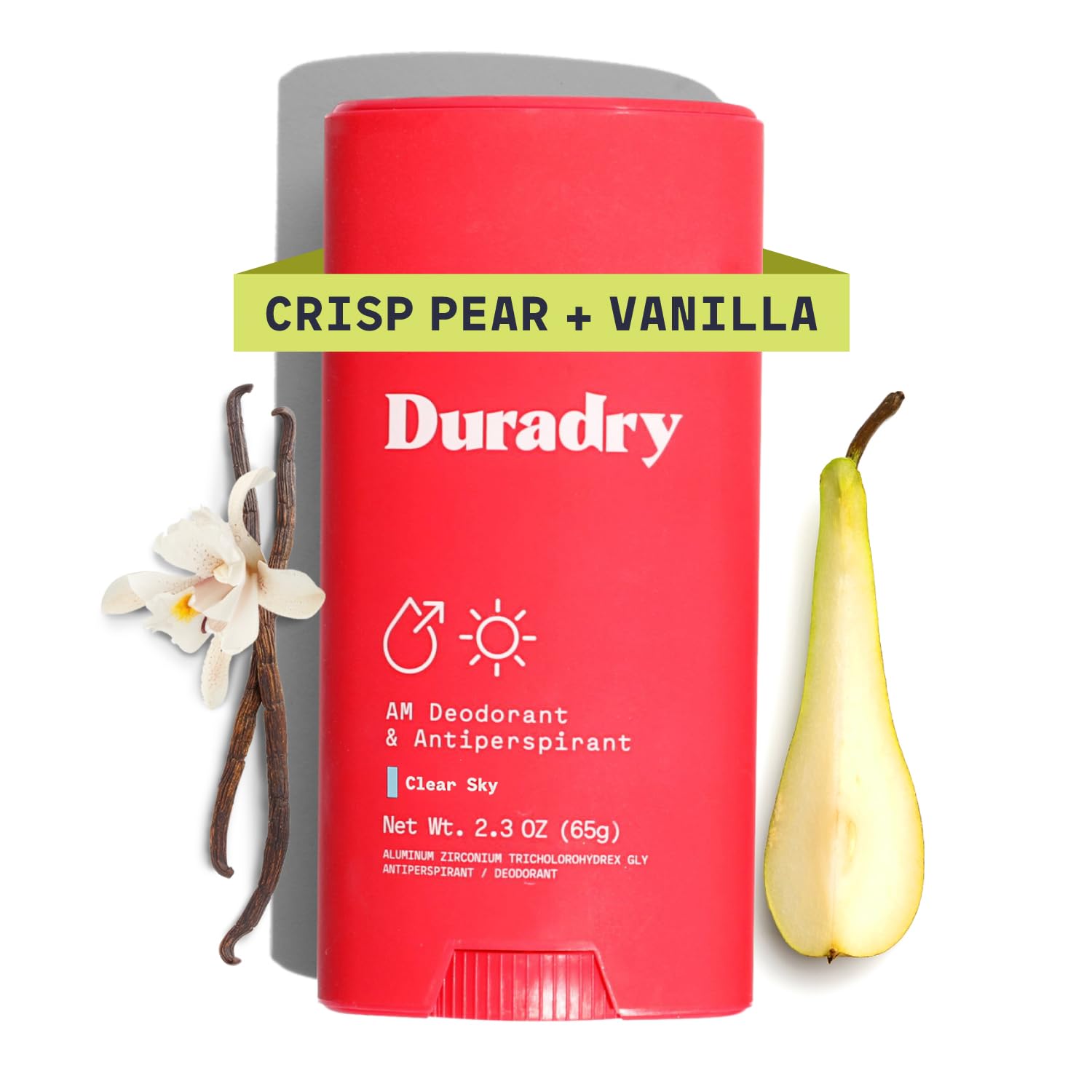 Duradry Clear Sky bottle demonstrates all-day sweat protection for daily wear.