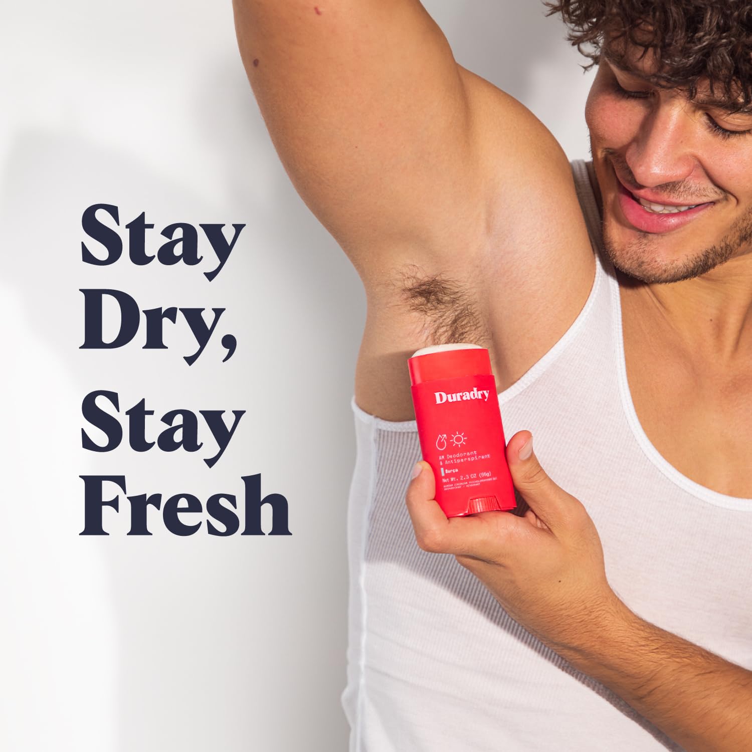 Duradry Clear Sky scent antiperspirant stick offers lasting odor control.