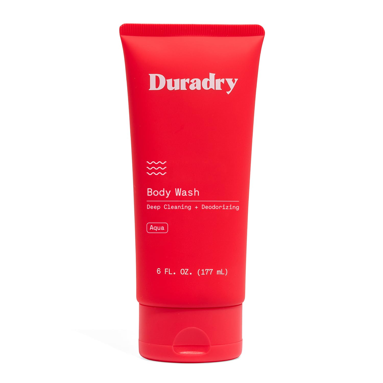 Duradry deodorizing body wash bottle front view demonstrating Aqua fragrance for daily freshness