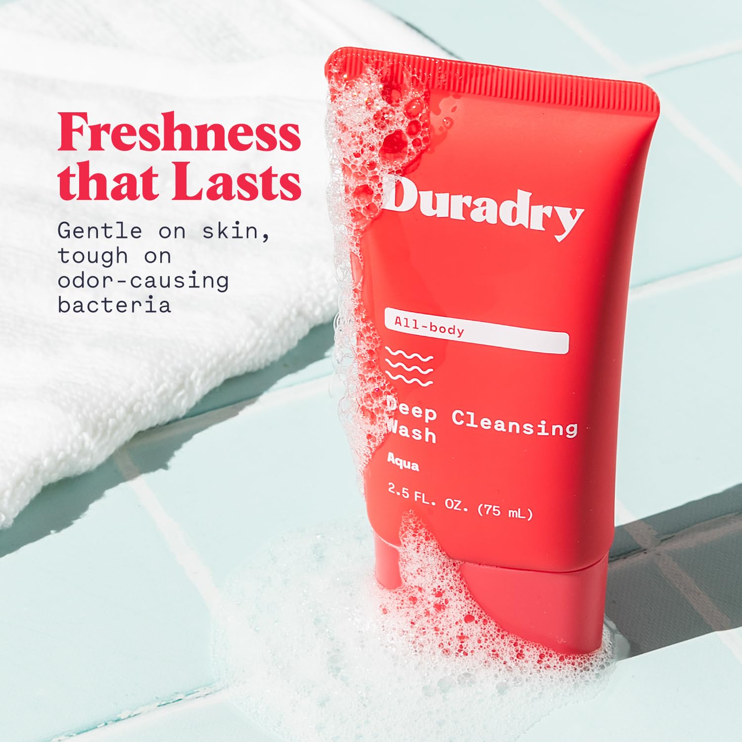 Duradry moisturized skin after wash with olive extract and avocado oil.