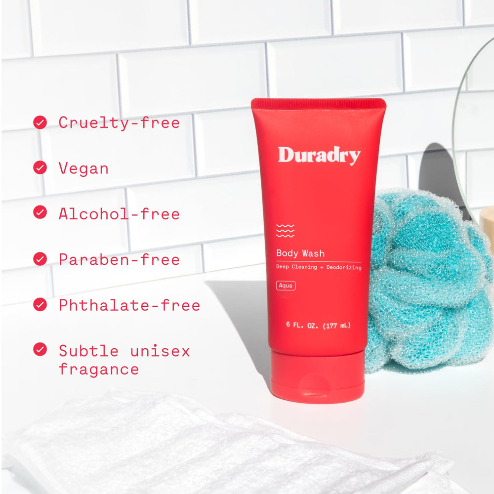 Duradry bottle emphasizing olive oil moisture retention for hydrated skin