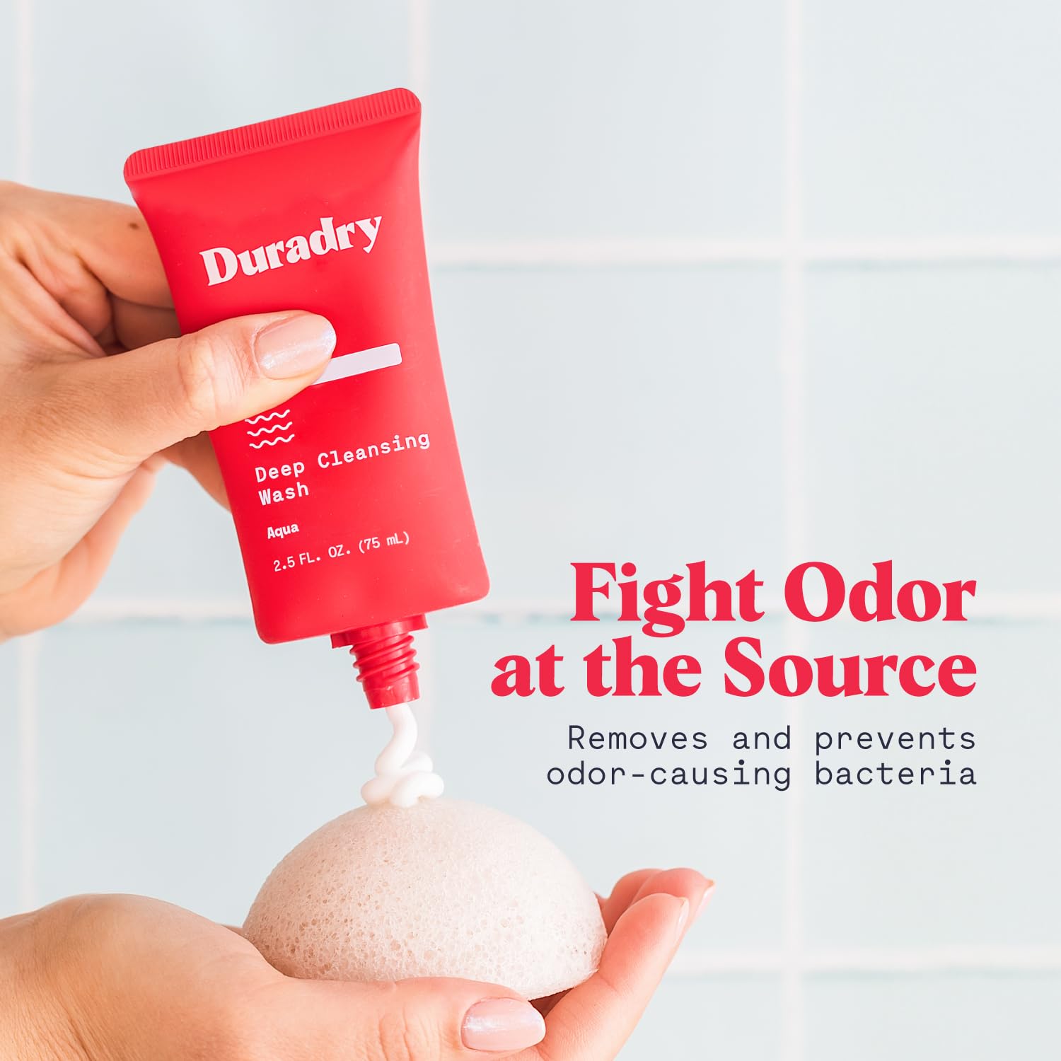 Duradry rich lather demonstrates deep cleansing and refreshing feel during wash.