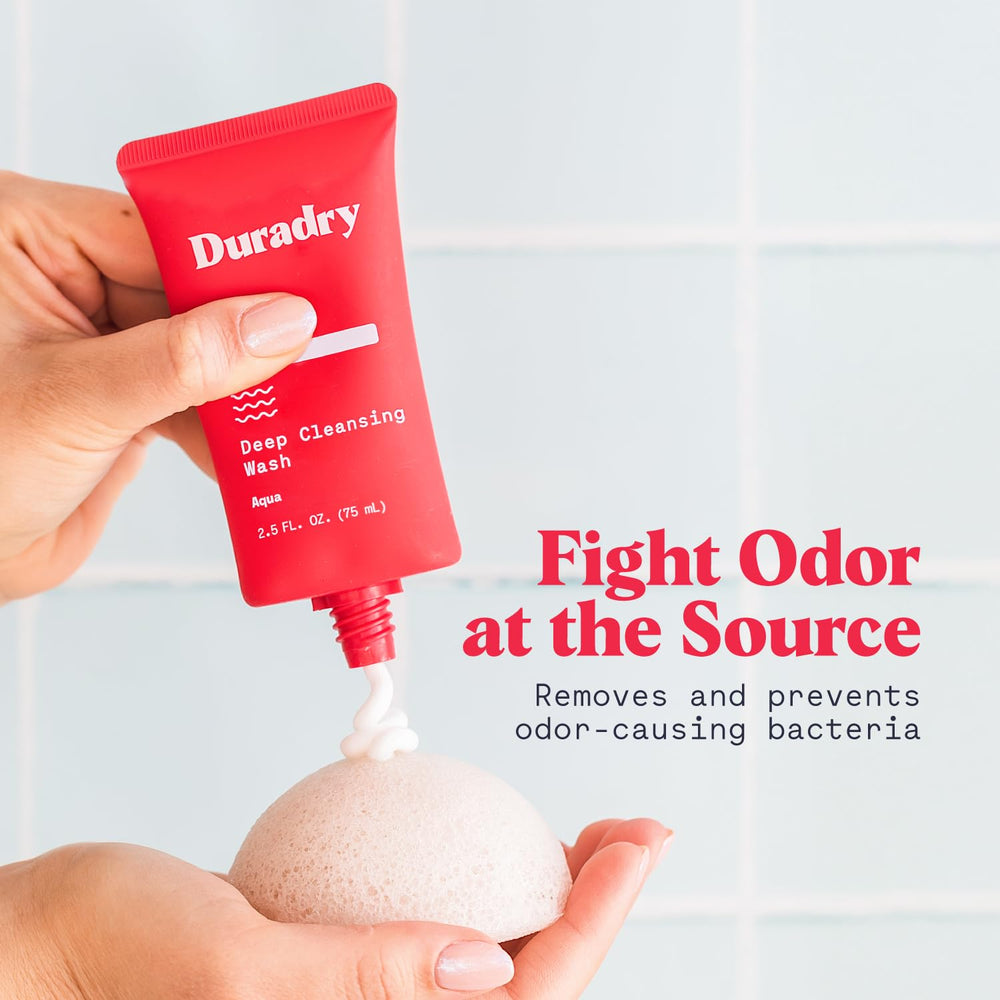 Duradry rich lather demonstrates deep cleansing and refreshing feel during wash.