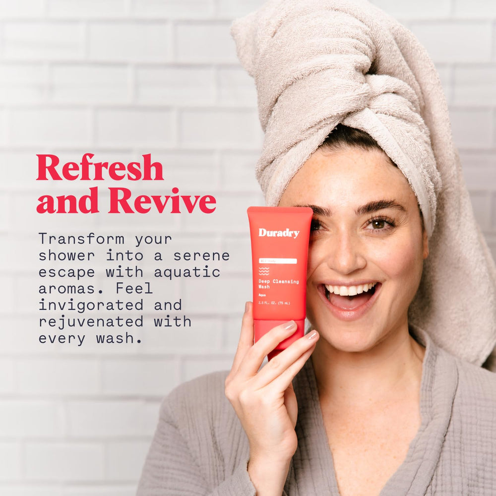 Duradry underarm application focusing on odor reduction for daily activities.