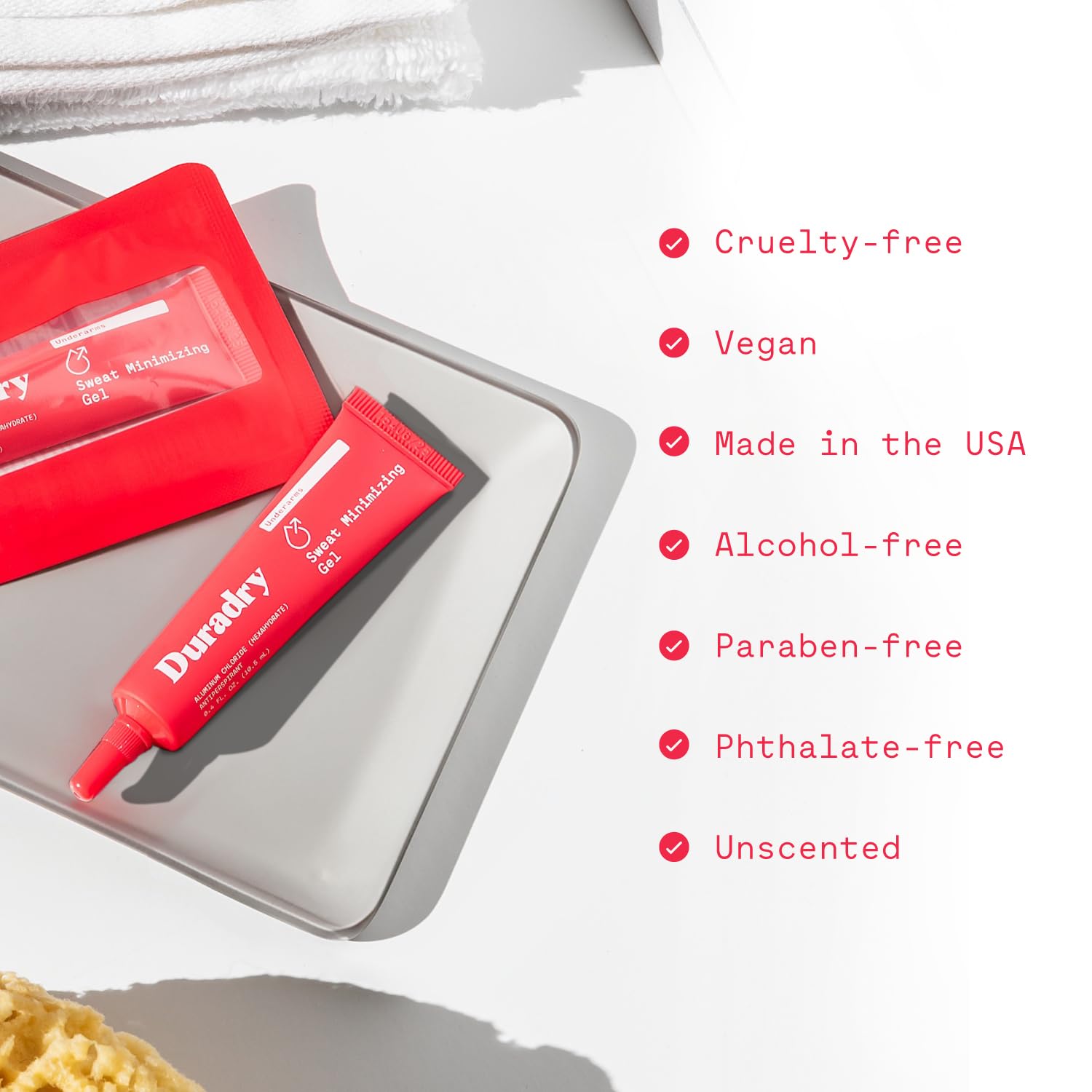 Duradry long-lasting coverage provides up to 45 days of protection per tube.