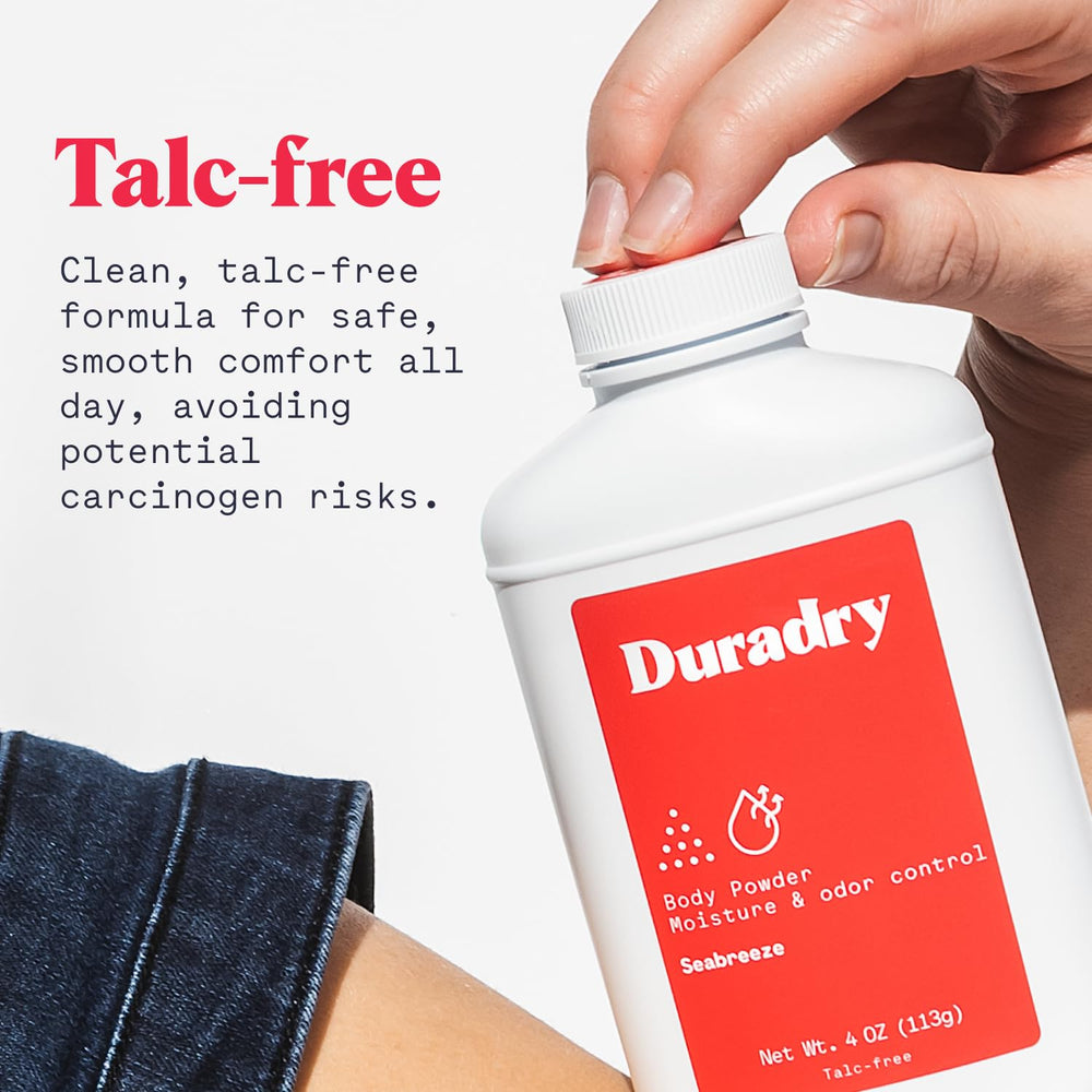 Duradry naturally derived cornstarch and oat flour formula highlighted.