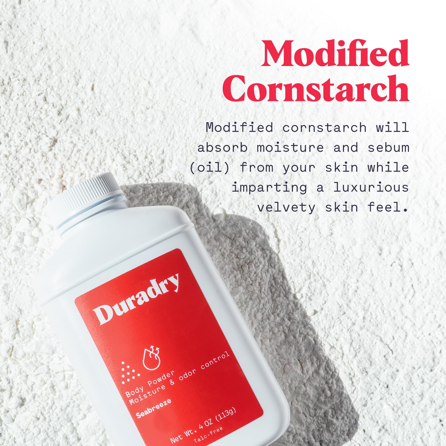 Duradry Seabreeze application on skin helps reduce moisture and odor