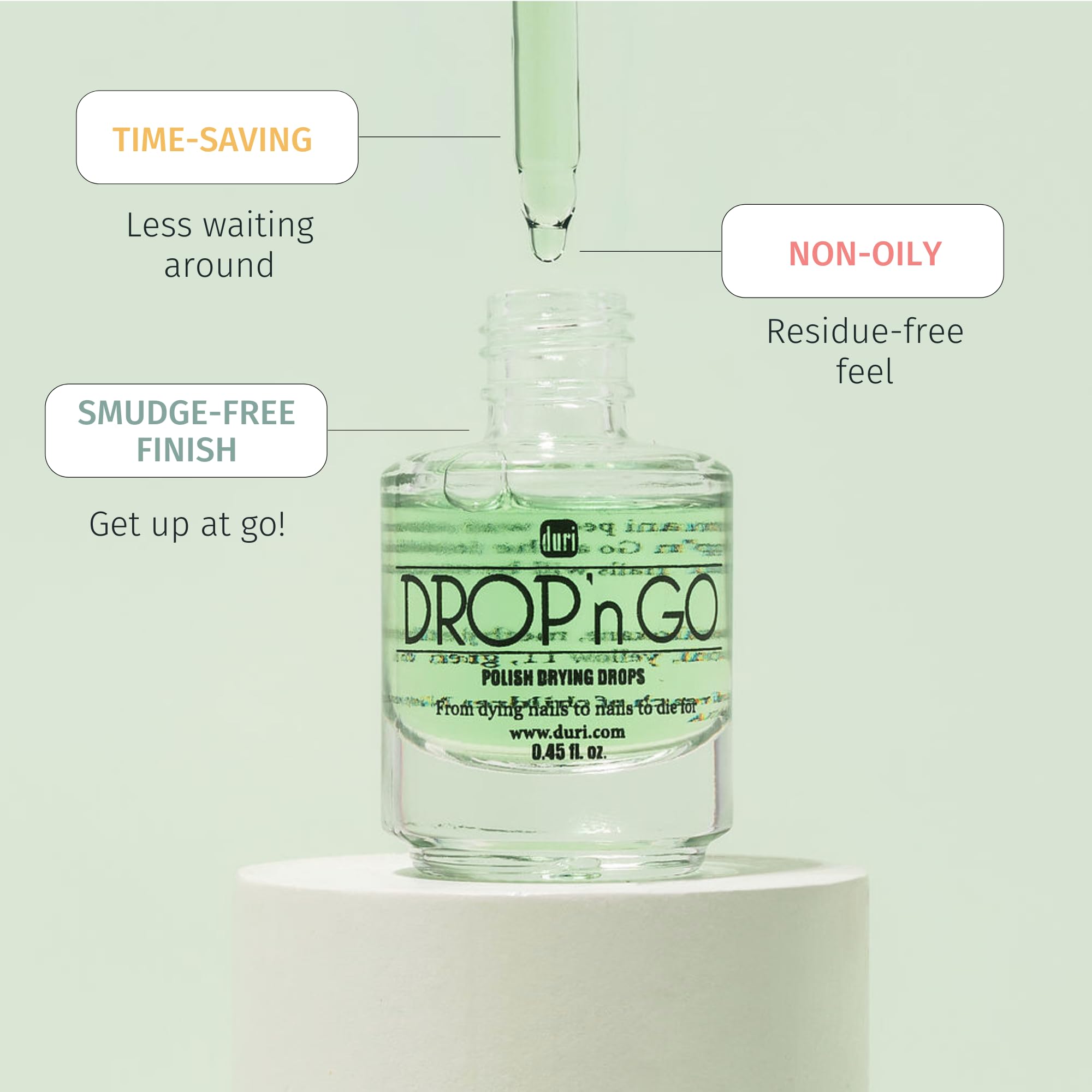 duri Drop'n Go drops applied to nails to speed drying