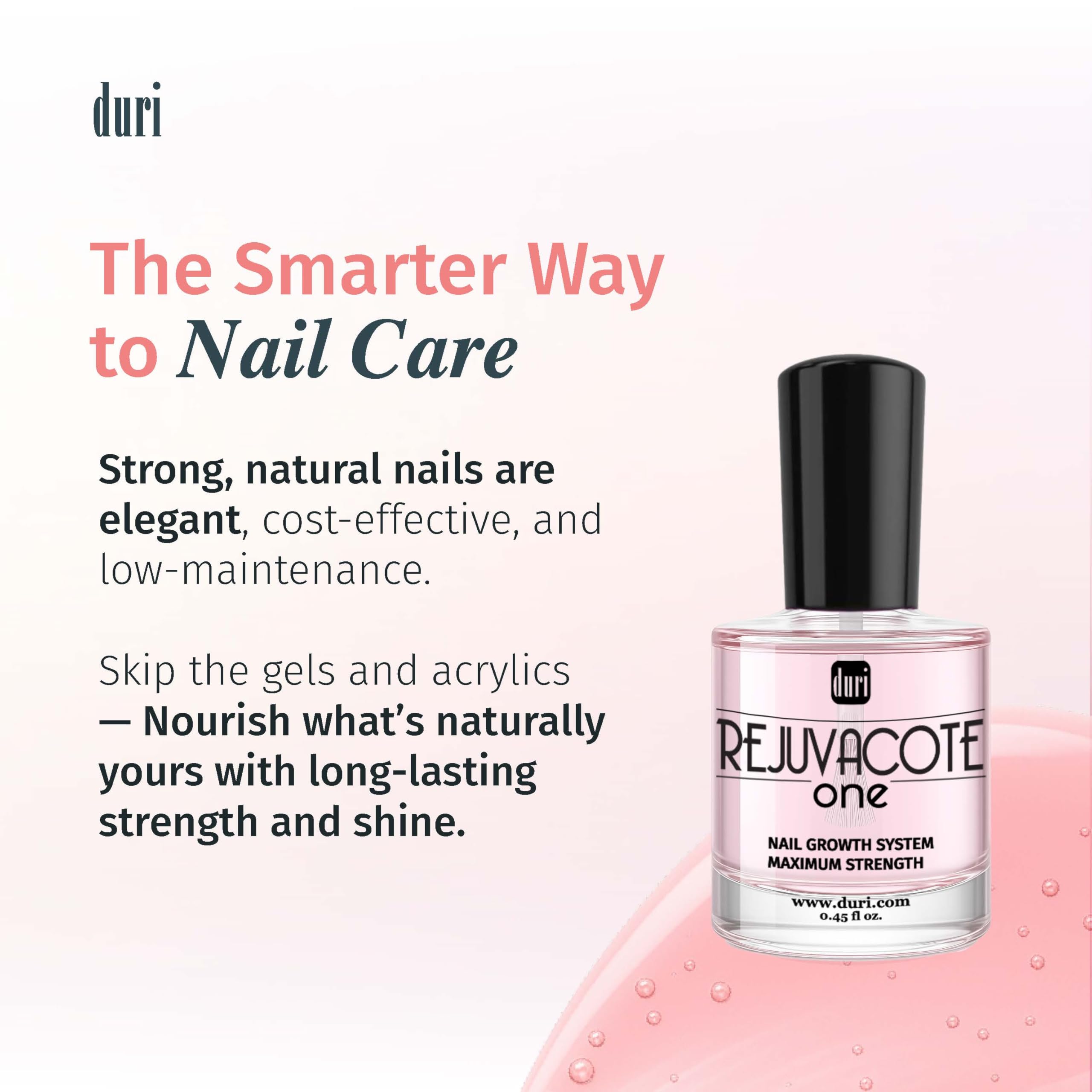 Duri Rejuvacote 1 base top coat usage shows versatile nail care.