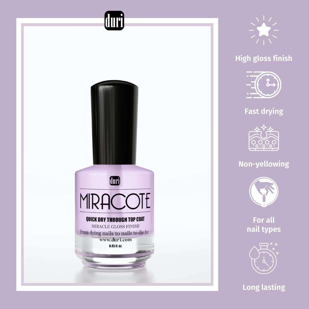 Duri Rejuvacote 1 nails shown with glossy top coat.