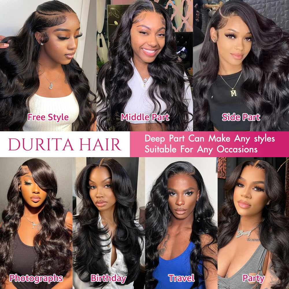 Durita versatile parting body-wave style for daily and special occasions.