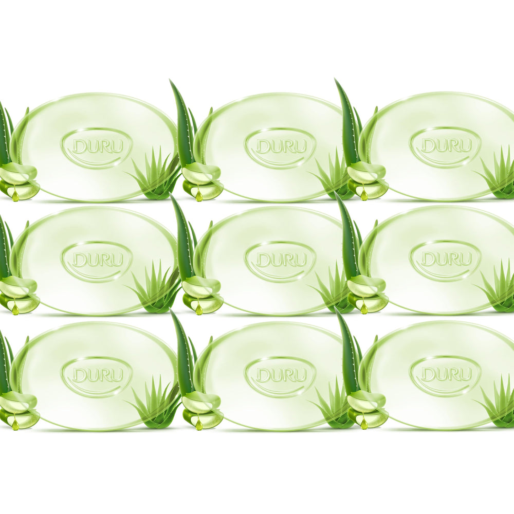 Duru Aloe Vera Glycerin Bar Soap texture close-up shows hydrating glycerin glow.