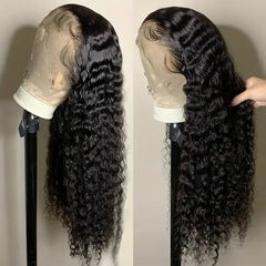 Durya deep wave lace front wig parting area shows flexible parting options.