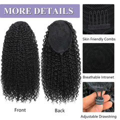 DUTIKA Curly Drawstring Ponytail with clips for secure fit.