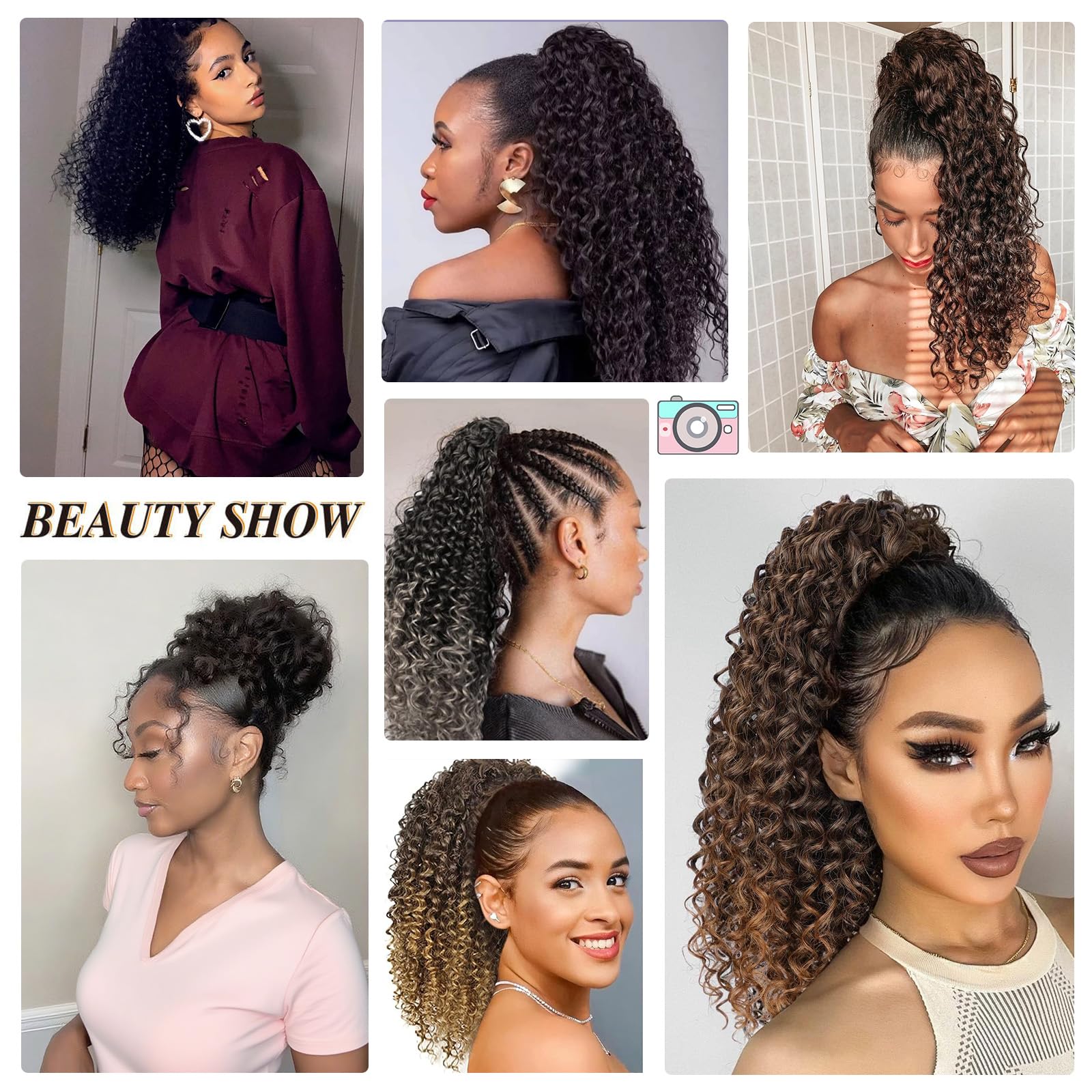 DUTIKA Curly Drawstring Ponytail blends with natural hair texture.