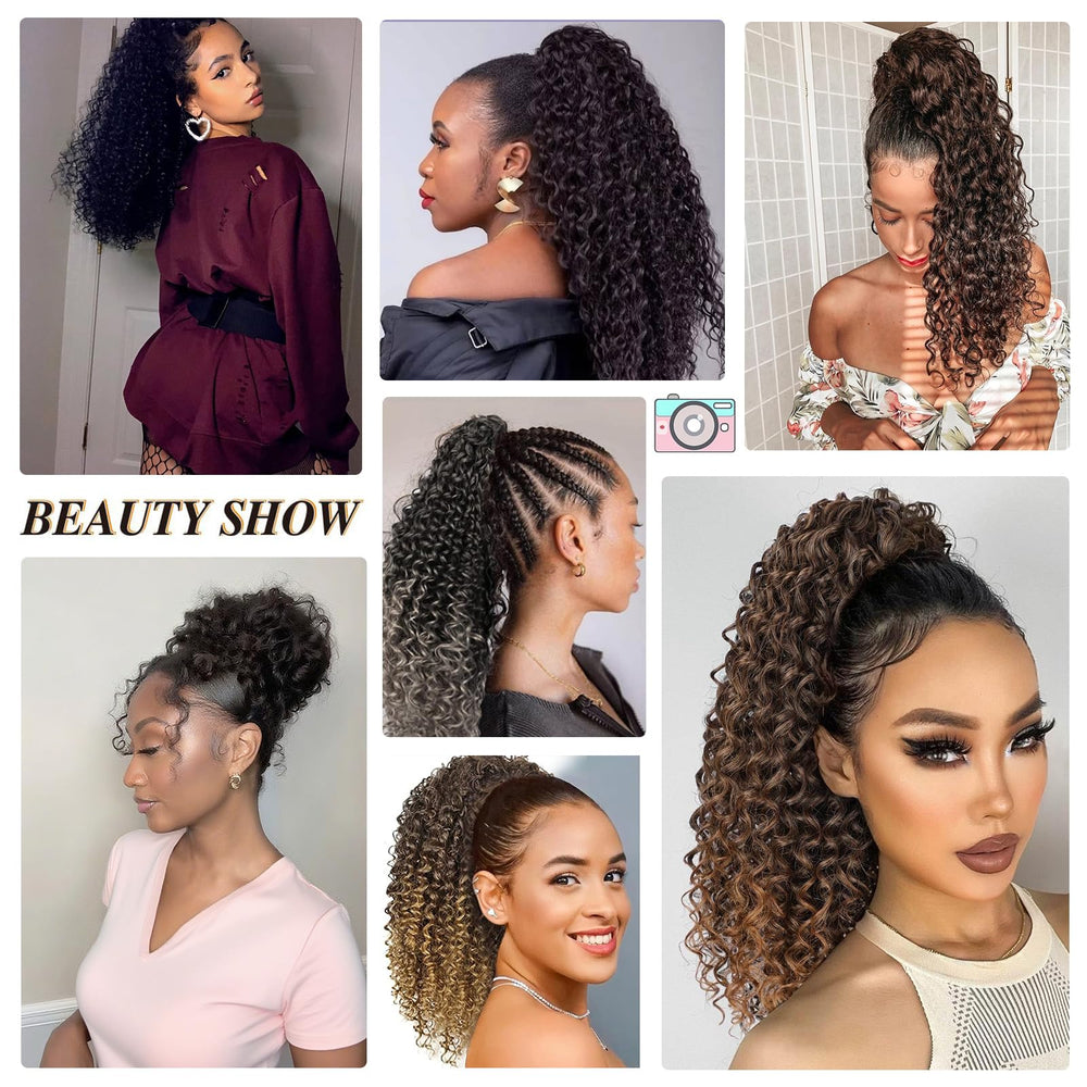 DUTIKA Curly Drawstring Ponytail blends with natural hair texture.