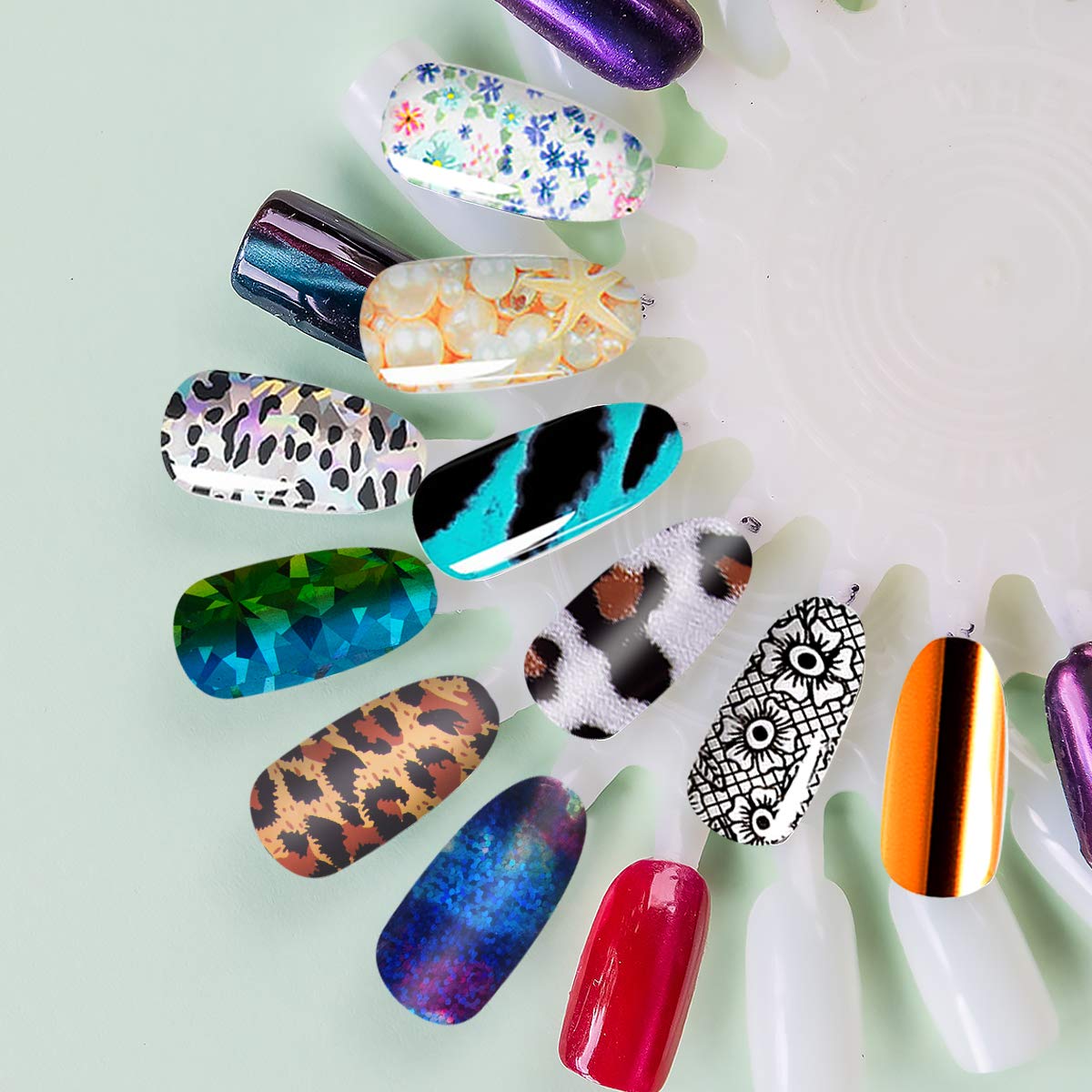 Duufin laser flower nail foils with bright sparkle