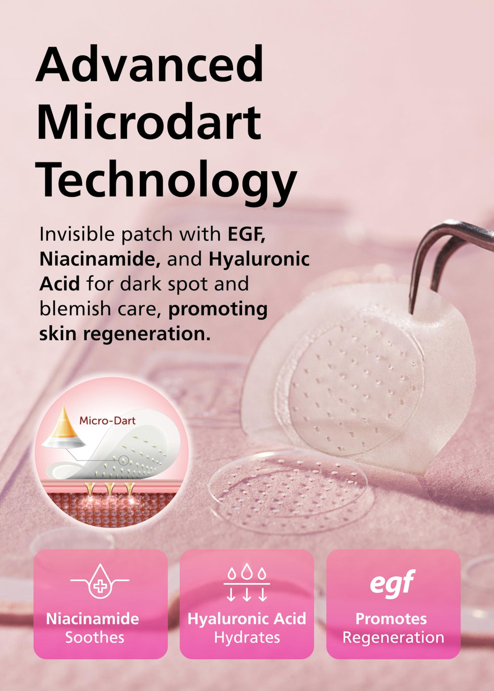EGF illustration suggesting skin-supporting benefits of Easyderm patch