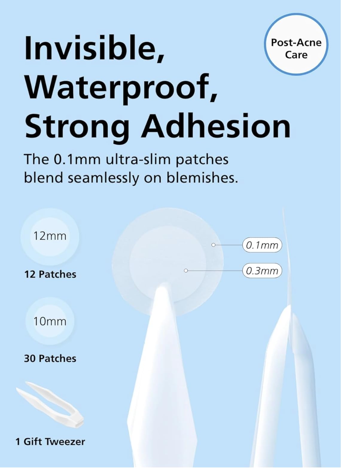 DWEasyDerm hydrocolloid patch close-up shows seamless, matte skin blend.