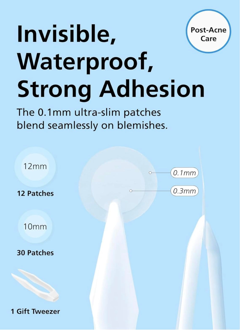 DWEasyDerm hydrocolloid patch close-up shows seamless, matte skin blend.