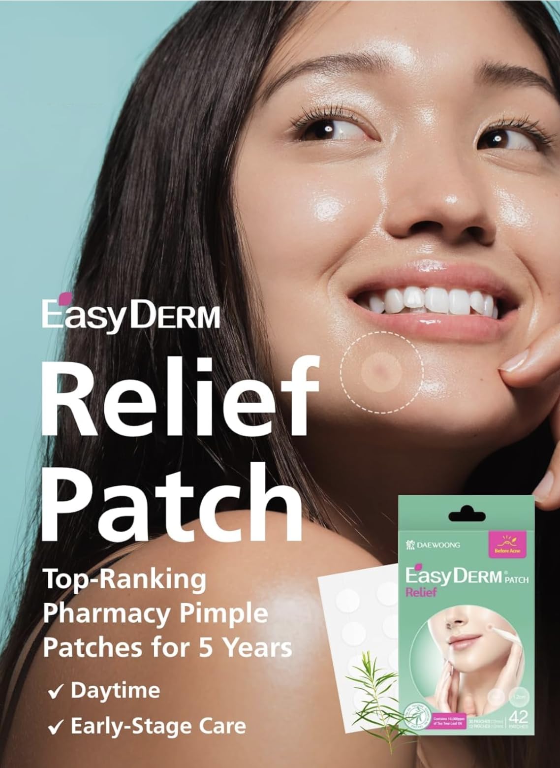 DWEasyDerm patch absorbing fluid on active zit in a real-life moment.