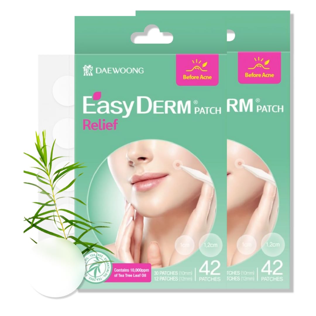 DWEasyDerm relief patch applied to a facial blemish for targeted care