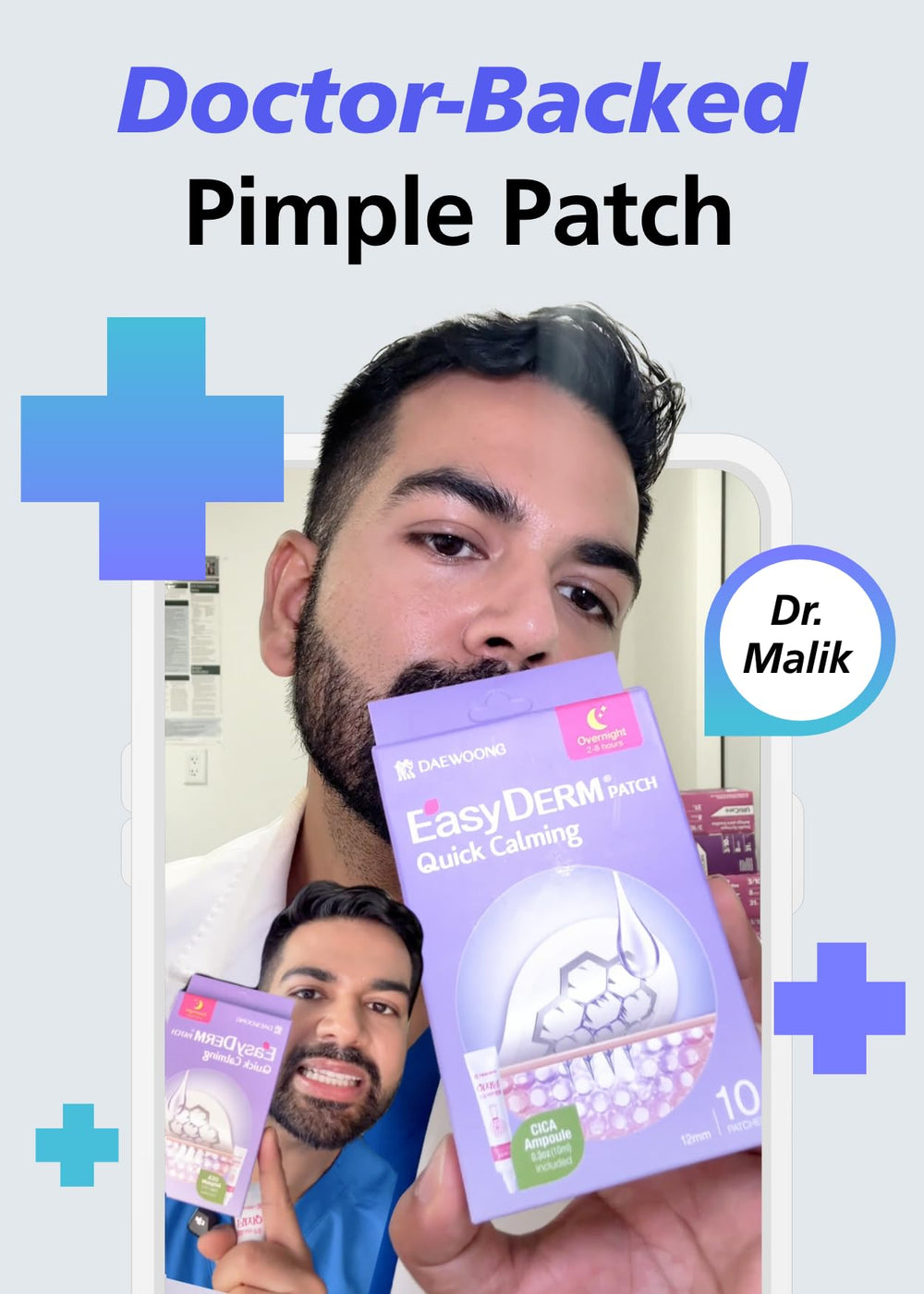 DWEasyDerm soothing ampoule included to prep skin before patch application.