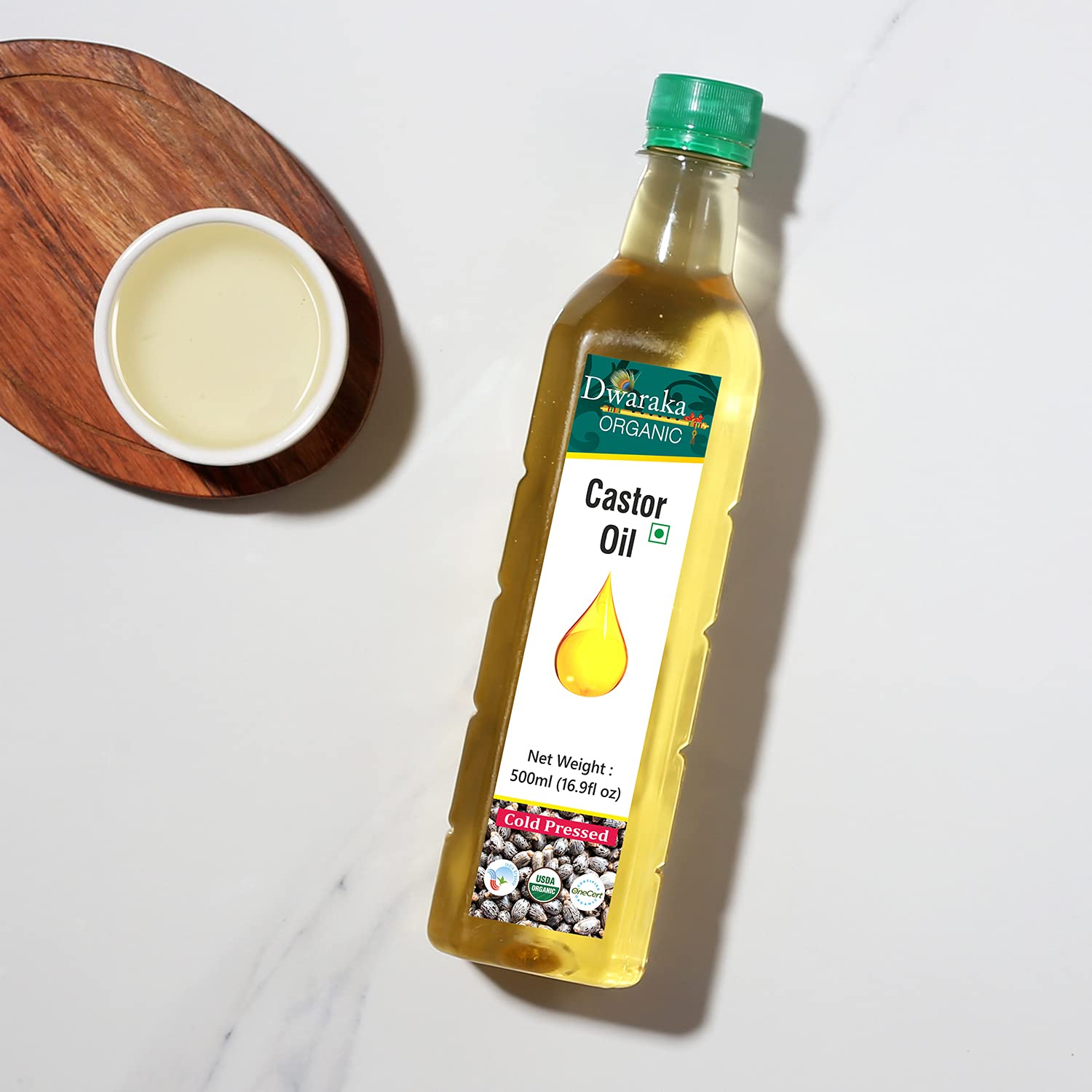 Dwaraka Castor Oil skincare image highlights soothing massage oil for skin care.