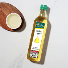 Dwaraka Castor Oil skincare image highlights soothing massage oil for skin care.