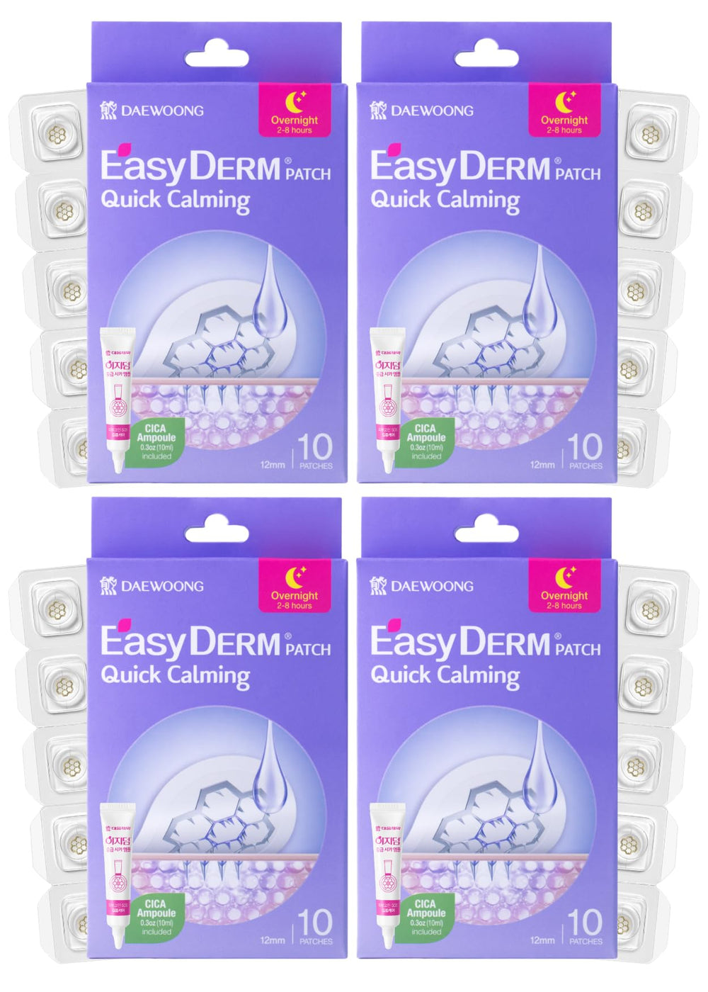 DWEasyDerm Quick Calming MG patches packaging highlights bulk value for daily blemish care.
